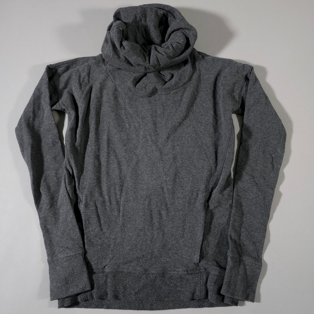 Lululemon Cowl Neck Hoodie Women‎ Size 6 Gray Pullover Sweatshirt Stress Less